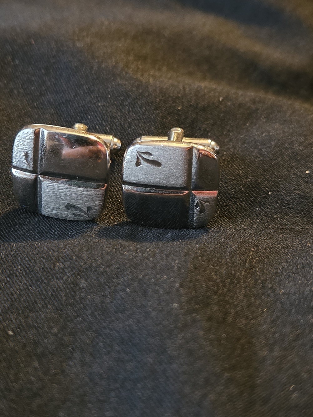 Vintage Shields Silver Tone Square Cufflinks